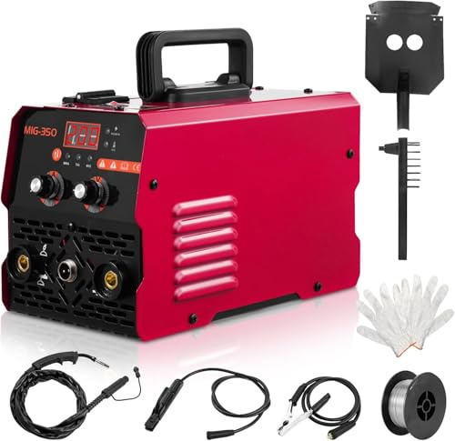 Victoam Gasless MIG Welder, 220V 350A Welding Machine, 3 in 1 MIG/ARC/TIG Inverter Welder Machine with Digital LED Dispaly, Come Flux Core Welding Wire and MIG Torch, for DIY Professional Use