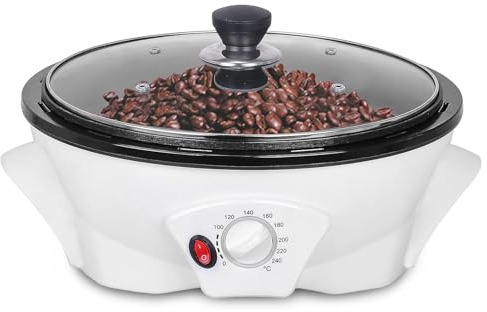 TorréFacteur Café éLectrique AméLioré, TempéRature Cuisson 0-240℃, Capacité 800g, TorréFacteur Café Domestique, Machine TorréFier 1200W, TorréFacteur Café Domestique pour Grains CacahuèTes,White