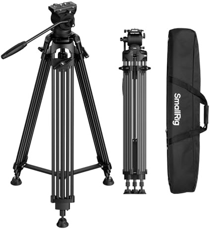 SMALLRIG FreeSpeed Hochleistungs-Videostativ aus Aluminium, 75 Kamerastativ mit Fluidkopf für Manfrotto-Platte, Einknopf-Schnellauszug, 75mm-Schüssel, Tragkraft 10kg/22lb für DSLR-Kamera - 5442