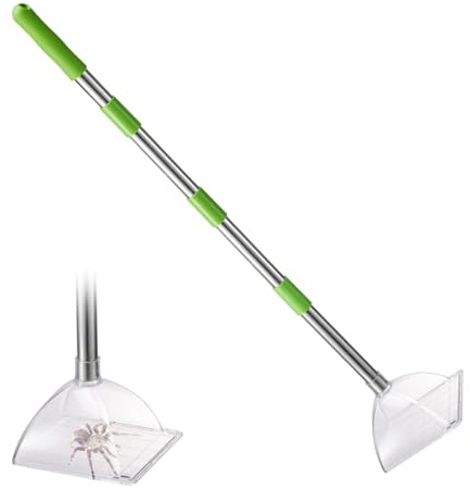Spinnenfänger mit Extra Langem Griff & Kupplungsgriff, 80cm Berührungsloser Insektenfänger Lebend Fanggerät für Spinnen, Kakerlaken und Käfer, Sicheren Fangen und Freilassen von Insekten wie Spinnen