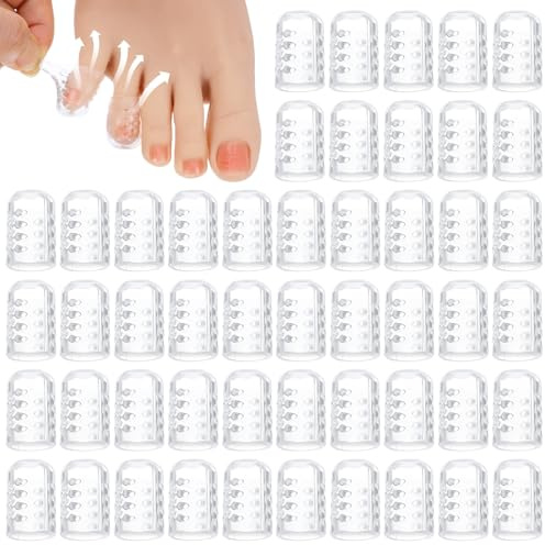 DOPENSPI 50 protezioni per dita in silicone, in gel trasparente, morbide, senza attrito, traspiranti, contro i calli, per uomini e donne, per alleviare il dolore