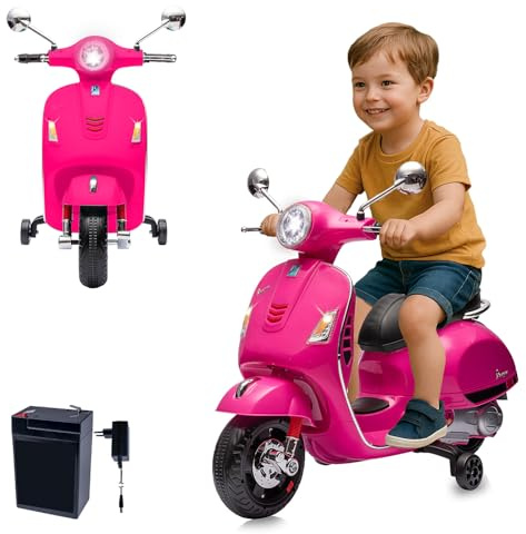 JAMARA 461838 Ride-on Vespa GTS 125 Li-Power 12,6 V – elbil för barn från 3 år, elektrisk bilbil, presentidé för pojkar och flickor, stödhjul, LED-ljus