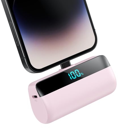 Mini Batterie Externe pour iPhone 5200mAh, Améliorée 20W PD 3.0A Charge Rapide Power Bank, Compact Léger Chargeur Portable avec Écran LCD Batterie Portable Compatible avec iPhone 14/13/12/11/X/XS