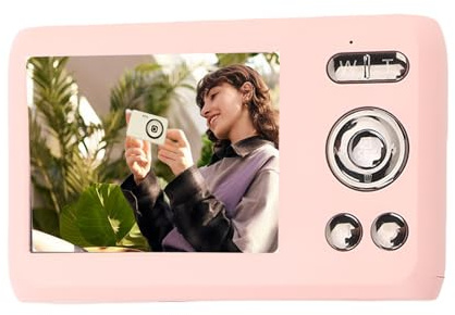 Tbest Cámara Digital de 64MP Vídeo de Viaje con Enfoque Automático 4K Zoom 16x Fotografía con Pantalla de 2,7 Pulgadas (Pink)