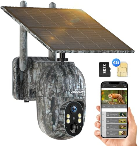 4G LTE Cellular Wildlife Camera, Solar Powered Trail Camera with 355° Pan & 90° Tilt, 2.5K HD Night Vision, 10400mAh Battery, IP66 Weatherproof, Motion Detection for Outdoor Monitoring Garden Farm