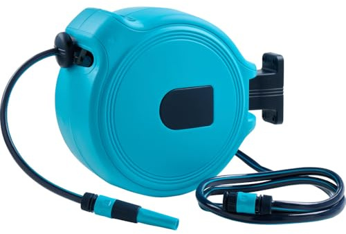 GERMANIA Automatik Schlauchtrommel - 20 + 2 m Gartenschlauch - automatisches Aufwickeln - Wasserschlauchaufroller - Wandmontage