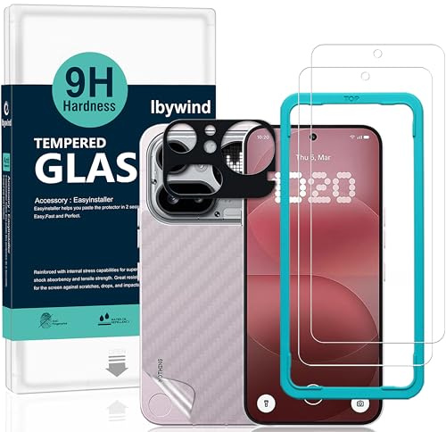 Ibywind Skärmskydd för Nothing Phone (4a) Pro 5G,2-pack Härdat Glas med 9H Hårdhet och Kameralinsskydd,med Installationsram,Fingeravtrycksstöd,Inga bubblor,Reptålig och Krossäker