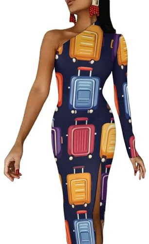 Vestido largo de media manga con hombros descubiertos para mujer, vestido largo de media manga con abertura, vestido de cóctel, Estilo:, XS