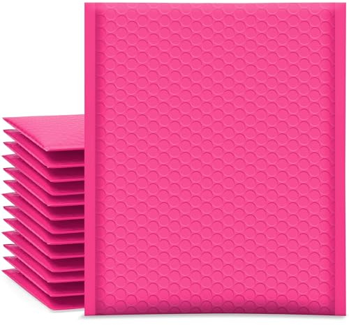UCGOU Bubble Mailers 8.5x12 Inch Hot Pink 25 Pack Usable Size 8.5x11 Poly Padded Envelopes #2 Medium Mailing Opaque Packaging Postal Self Seal Waterproof Boutique Shipping Bags for Clothes Makeup