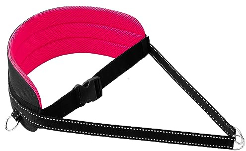LASALINE Bauchgurt für Hundeleine Canicross Dogtrekking Ski-Jöring Touren Hundesport in Schwarz Neonpink