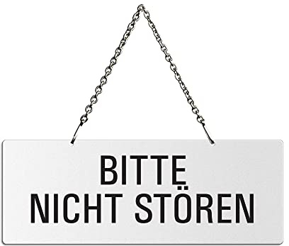 Hängeschild Bitte-nicht-stören Melamin beidseitig weiß beschichtet Text einseitig Metallkette mit Karabinerhaken Format 175 x 65 mm Nr.31022-W