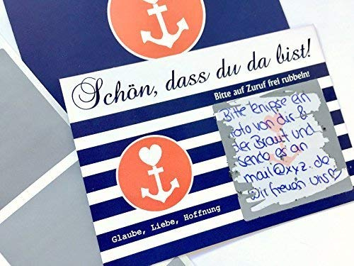 Gastgeschenk Hochzeit, Rubbelkarten zur Hochzeit, Hochzeitsdeko, Hochzeitsgastgeschenk, Hochzeitsspiel, Maritim, Glaube Liebe Hoffnung, Hafenbraut