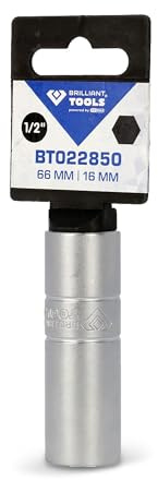 BRILLIANT TOOLS BT022850 1/2 Inch Spark Plug Socket, 16 mm [Powered by KS Tools]