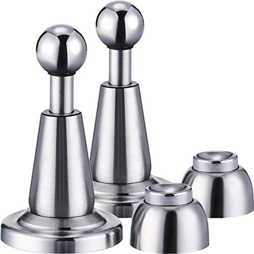 1 lot de butées de porte magnétiques en acier inoxydable à fixation murale