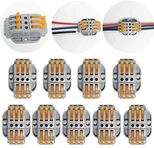 Can be fixed Connectorr,3 Port Lever Conductor Compact Connector Terminal Block Wire Push Cable Connector (9 pieces per box)