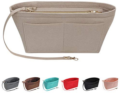 Soyizom Filz Handtasche Organizer Geldbörse Organizer Filz Insert Bag Organizer Multi-Taschen Einkaufstasche in Tasche für Frauen (X-Large, Beige)
