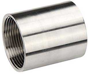 Feelers 304 Stainless Steel Cast Pipe Coupling Fitting, Female Coupler Adapter Polished, 1/2 x 1/2 NPT Female Thread (1 inch Length)