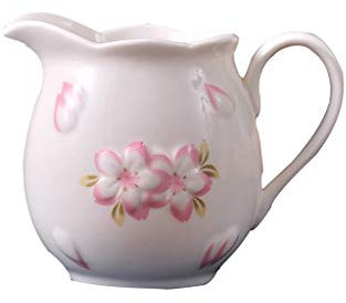 Salsera Creamer, Flor de la Vendimia de cerámica de Estilo con Mango, café Leche Creamer, Lanzador, Salsa de Jarra, Leche Creamer, Jug Jarra de Salsa (Color : White)