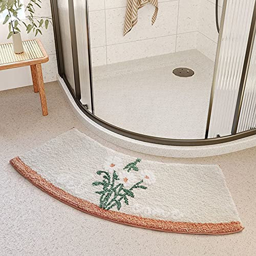 QIQIQ Badematte Runddusche Microfaser Halbkreisförmige Badematte Anti-Rutsch 100x42cm Waschbarer Badematte für Eckdusche