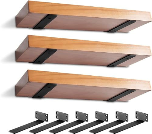 MIUGO 6 Pack Heavy Duty Metal Shelf Brackets 10 inch Long,Black