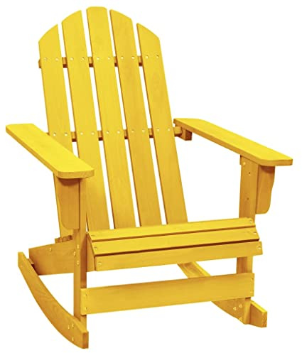 vidaXL Tannenholz Massiv Adirondack Schaukelstuhl Deckchair Schaukelsessel Relaxstuhl Gartensessel Stuhl Sessel Relaxsessel Holzstuhl Gartenstuhl Gelb
