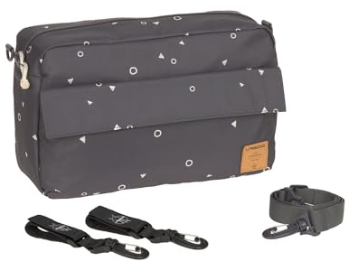 LÄSSIG, organizer per passeggino per bambini, borsa a tracolla, con attacco per passeggino, stile casual, colore antracite