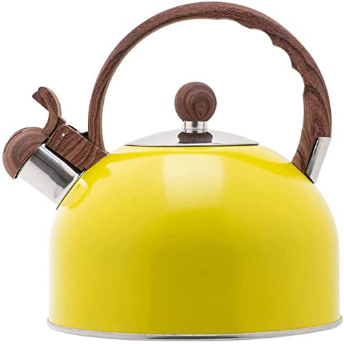 TSTSM Creative teapot hot water teapot whistling kettle heating water container with handle household small teapot large capacity yellow