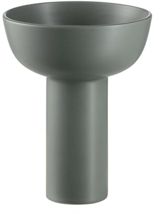blomus Vase MIYABI | Blumenvase aus Steingut Grün | Dekovase Farbe Agave Green | Größe L | Ø17 x 21H cm
