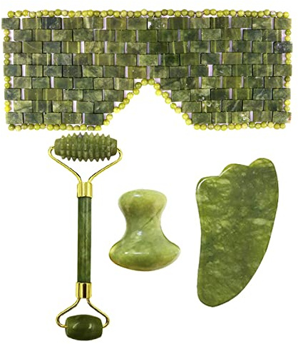 Rouleau de massage en jade naturel pour le visage Guasha - Type 7