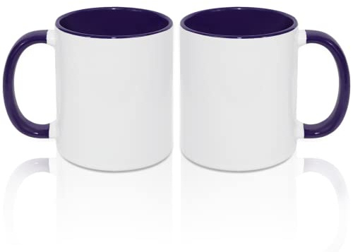 MR.R 11oz Sublimation Blank Coffee Mugs,Cup Blank White Mug Cup with Purple Color Mug Inner and Handle,Set of 2…