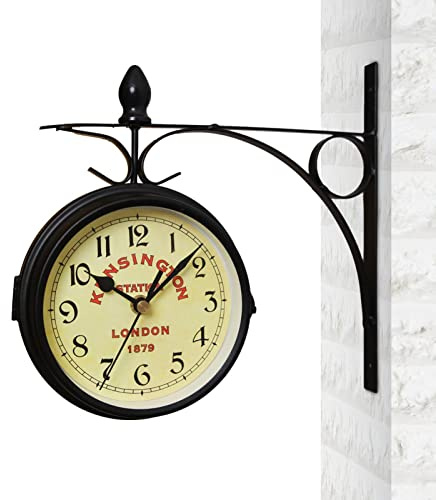 Keptfeet Orologio da Parete a Doppia Faccia - Orologio a Doppia Faccia Appeso,Orologi da Parete Classici creativi in Stile Antico Europeo/Esterno/Soggiorno/Camera da Letto/Decorazione da Parete