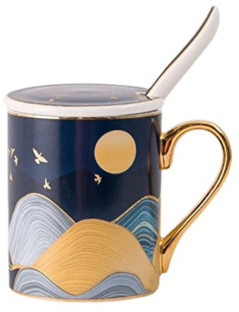 SISWIM Tazas de Café Taza de café de cerámica for el hogar, Taza Creativa con patrón de Personalidad, Buen Regalo for Amigos, Taza de Leche for el Desayuno Tazas de té
