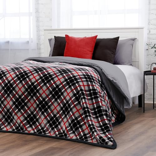 Northwest Ashford Home Cozy Ultimate Plush Throw Blanket, Balmoral Plaid King Size 108 x 90 inches
