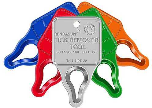 Rendasun Remover Tool, Quick and Safe, and Reliable Suitable for Pets, Animals, and Humans, Essential Remover Tool for Portable Outdoor Living (5 Pack Orange Red Blue Green Silver)