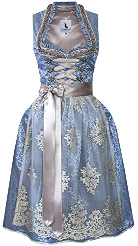 Alpenmärchen Midi Dirndl aus Exklusiver Kollektion inkl. Spitzenschürze Gr.44 - ALM941