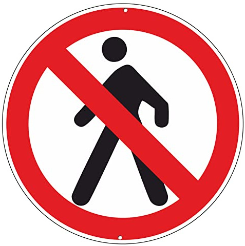 pubblimania Acceso prohibido a los peatones cartel de señales de tráfico de aluminio redondo de 3 mm de grosor para exterior Ø 30 (acceso prohibido peatones)
