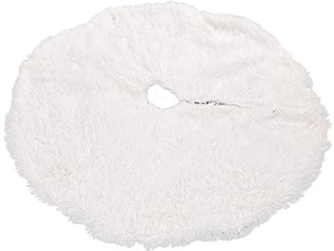 ZHDOKA Weißer Weihnachtsbaum-Rock, Plüsch-Kunstbaum-Kragenmatte, Weihnachtsbaum-Ständermatte, Kleine Bodenmattenabdeckung, Weihnachtsbaum-Teppich für Frohe Weihnachten, Urlaub, Party,(122CM)