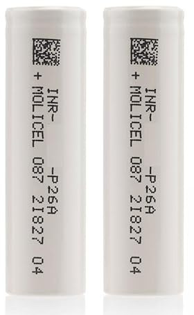 Molicel P26A 2600 mAh 35A High Amp Flat Top Battery [Pack 2] No Nicotine