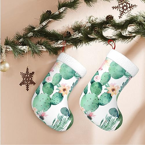 NOGRAX Chaussettes de Noël imprimées avec motif cactus - Grandes décorations personnalisées pour la famille, les vacances, les fêtes de fin d'année, décoration d'intérieur de ferme