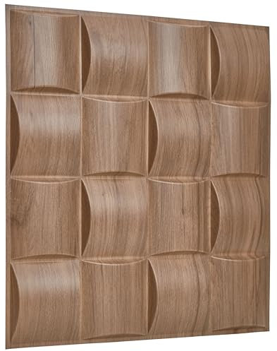 NOVECRAFTO Lattice Effect 3D Wall Panels - 20 Sheets Covering - 5 sqm | 53.82 sqf Interior Cladding Set | 3D Wall Tiles Square Grid Lattice Design in Matte Wood - Each Panel Size 19.6 x 19.6