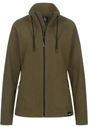 Rock Creek Damen Fleecejacke warm Übergangsjacke Windbreaker Fleece Jacken Outdoorjacke Stehkragen Damenjacke Teddyfleece Sweatjacke Pullover D-496 Dunkelgrün M