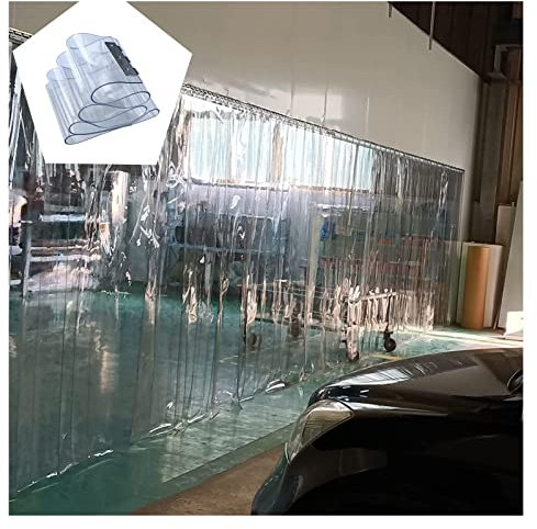 IBOWZ PVC Lamellen Streifenvorhang Vinyl-Streifenvorhang, transparent, wasserdicht, kommerzieller PVC-Türvorhang, Kunststoff-Lamellenvorhang für Garage, Terrasse, Industrie
