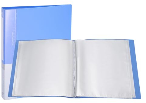 PATIKIL Cartella Raccoglitore Portfolio, 29,5 x 21 Cm, 40 Pagine Libro di Presentazione con Maniche Protettive in Foglio di Plastica Trasparente per Documenti Grafici, Blu Chiaro