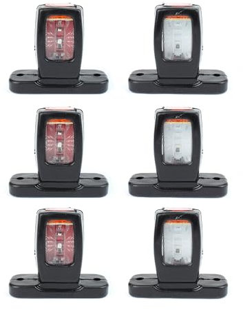 Generisch 6 luces LED de gálibo de posición, luz de gálibo, marcador lateral, blanco, amarillo y rojo, 12 – 24 V, para camiones, remolques, caravanas