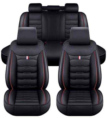 LICOME Housse de Siège Voiture pour Mazda 2 Type DE/DJ/XP21/DY 2008-2023, Ensembles Complet de Housses Siege en Cuir Imperméable Avant Arrière Protecteur Siège Accessoire,C Black Red