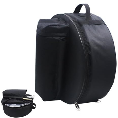 14 Zoll Snare Drum Bag, Wasserdicht Gepolsterte Snare Drum Cases mit Rucksack für Zubehör, Abnehmbare Schultergurte Protable Drum Case (Schwarz, 17,5 x 17,5 x 6,7 Zoll （14-Zoll-Schlagzeug）)