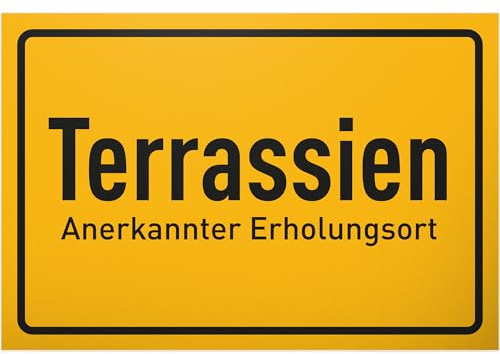 DankeDir! Terrassien - Kunststoff Schild 30 x 20 cm - Garten Terrasse Geschenk Geschenkidee Deko Mama & Papa Gartenschild - lustiger Spruch Freunde Türschild Geburtstagsgeschenk