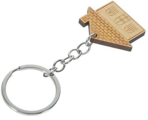 VALICLUD Lot De 5 Porte-clés En Bois Maison Créatif, Petit Pendentif Naturel Pour Garçon Et Filles, Accessoire Déco Original Et Présent Pratique