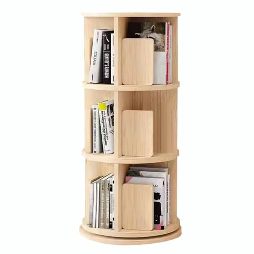 Drehbares Bücherregal aus Massivholz mit 360° drehbarem mehrstöckigem Drehregal für Zuhause und Büro (46 x 97 cm)