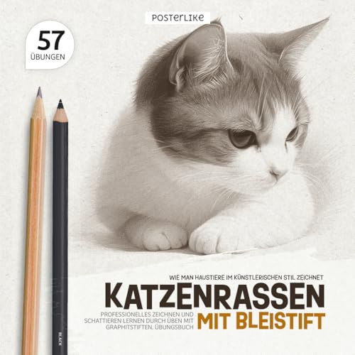 Wie Man Haustiere im Künstlerischen Stil Zeichnet. Katzenrassen mit Bleistift: Professionelles Zeichnen und Schattieren lernen durch Üben mit ... (Zeichne Haustiere wie ein Pro, Band 9)